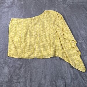 Ava Sky Fighting Eel Hawaii Top Womens Medium Yellow Geometric One Shoulder